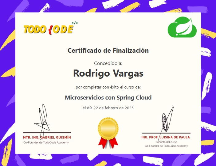 Certificado Curso Microservicios con Spring Cloud - TodoCode